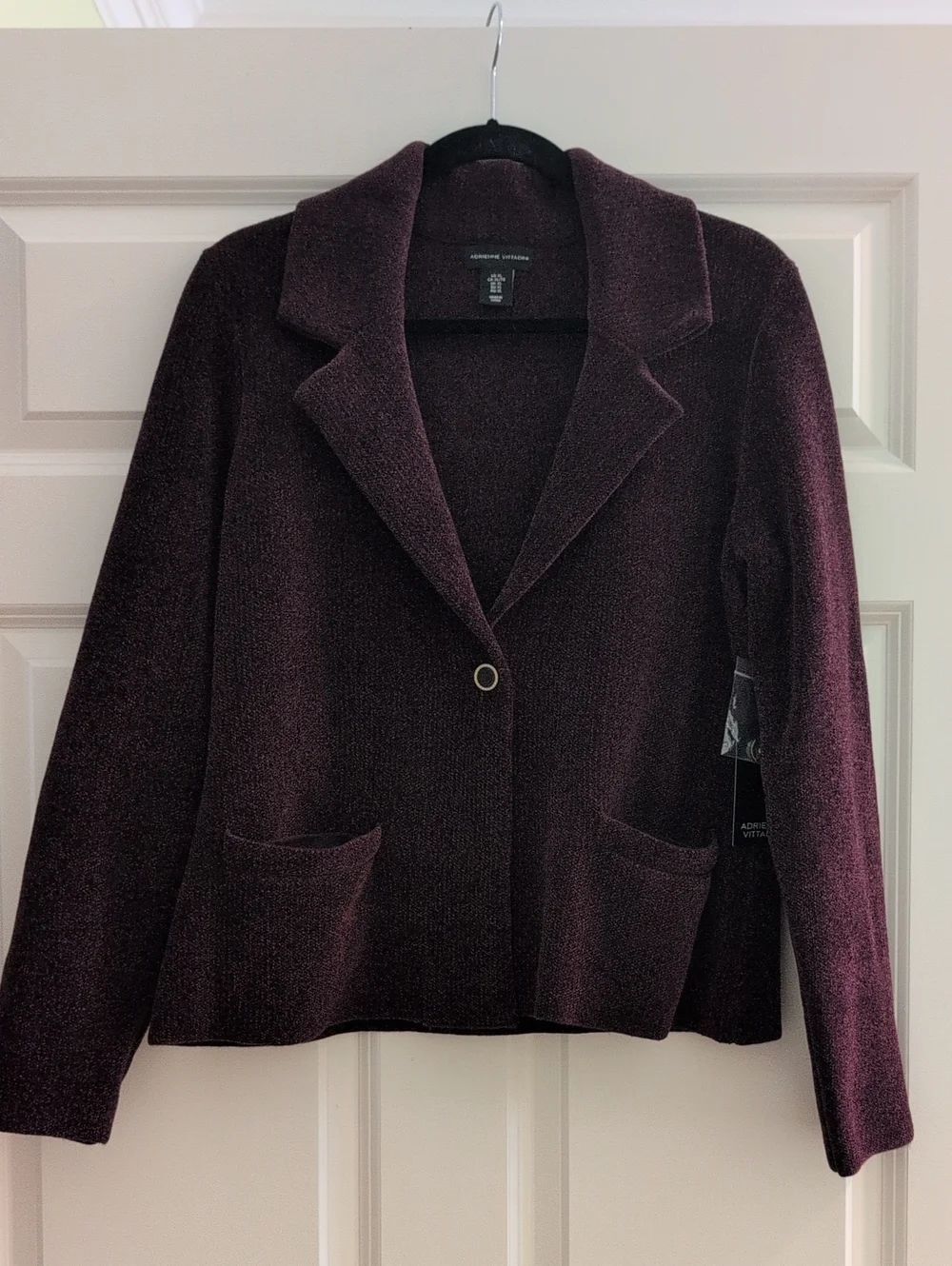 Adrienne Vittadini NWT Plum Chenille Knit Blazer Jacket Size XL Career Autumn